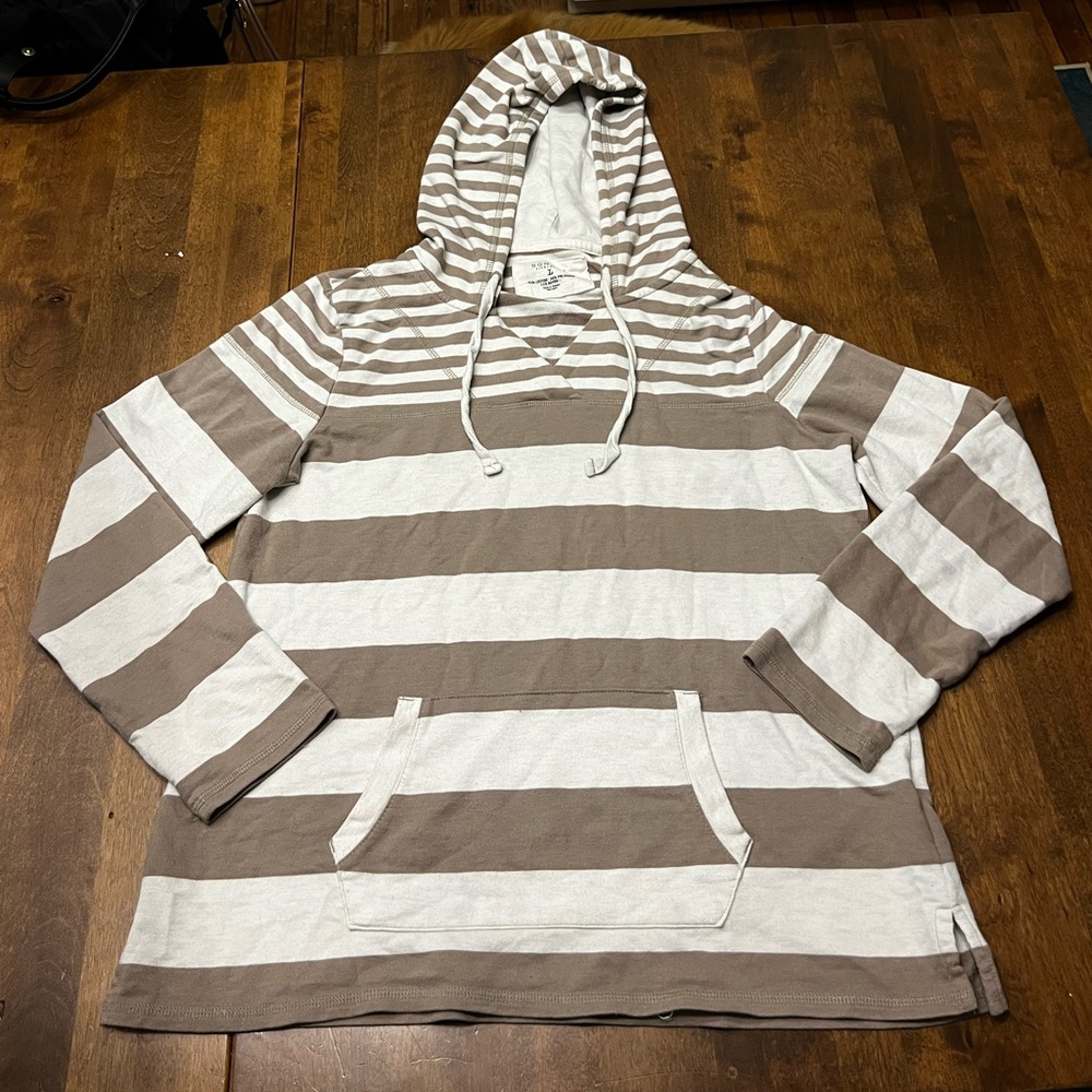 Women's size Large brown and white striped hoodie by Sonoma.